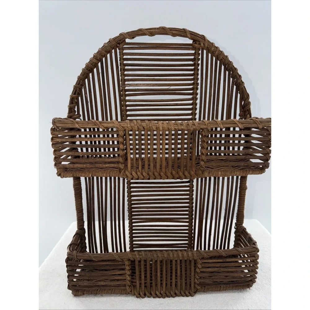 Natural Rattan 2 Tier Wall or Countertop Shelf 18